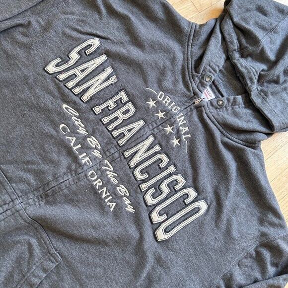 San FranciscoTourist Hoodie Sweatshirt  Mens Size L Gray Embroidered Full Zip - Picture 2 of 8